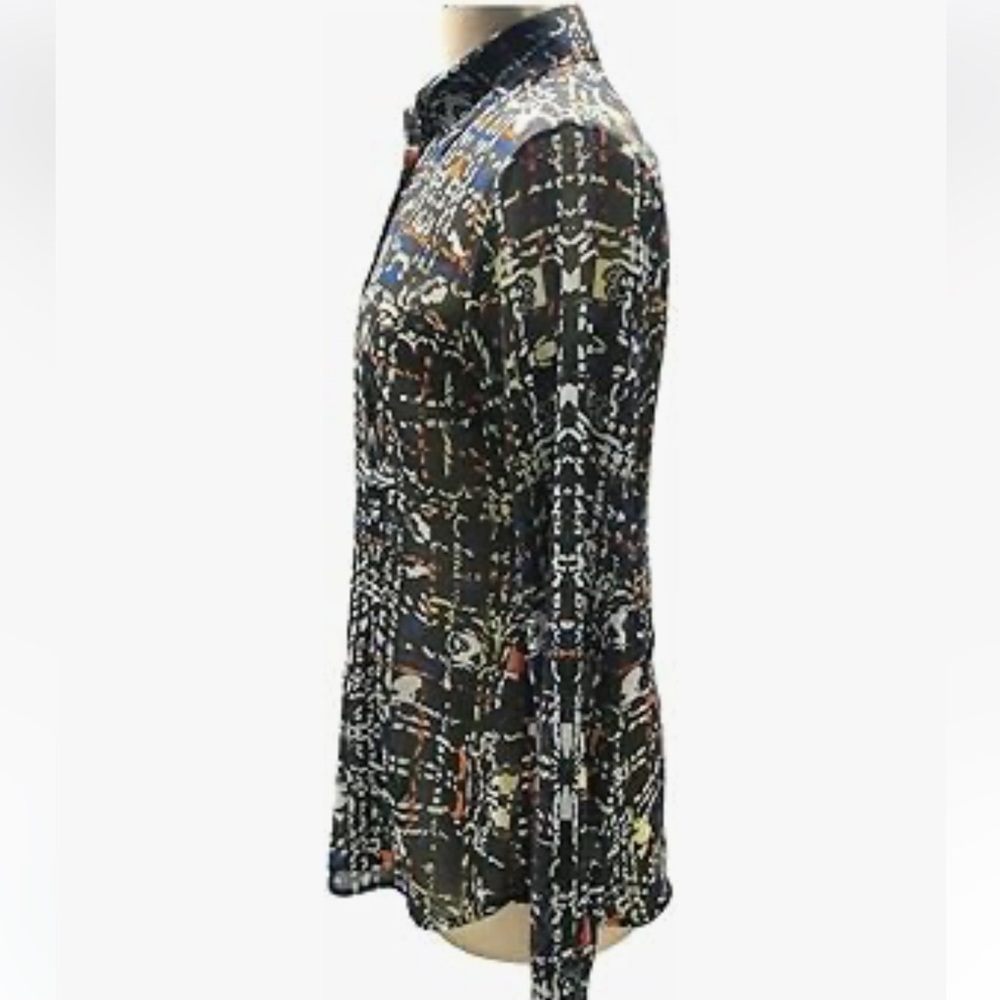 CABi XL Sheer Abstract Print Button Down Blouse Multicolor Career Top - Picture 4 of 12